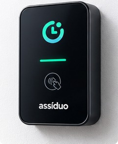 Leitor compacto Assíduo, versão escura, para cartão e tag